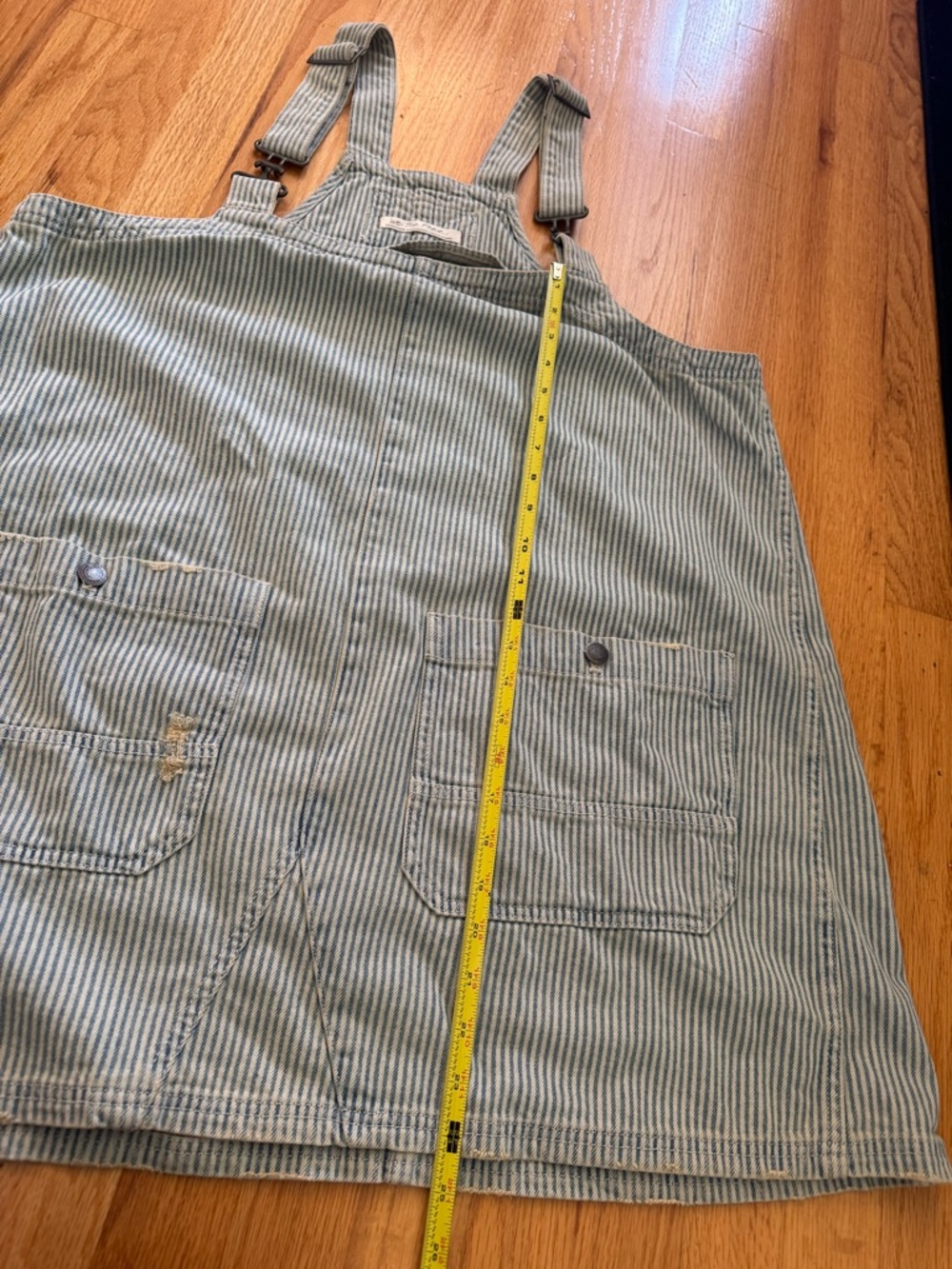 We the Free Smocked mini overall dress in Railroad stripe - Picture 12 of 13